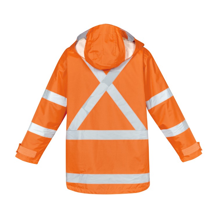 Syzmik Mens Hi Vis X Back 4 In 1 Waterproof Jacket ZJ616 in Orange/Navy, view 2