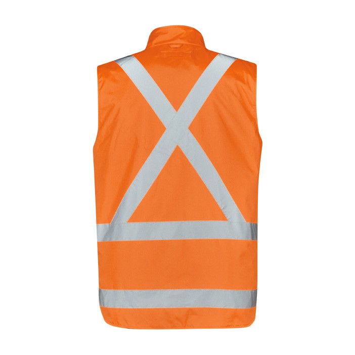 Syzmik Mens Hi Vis X Back 4 In 1 Waterproof Jacket ZJ616 in Orange/Navy, view 5