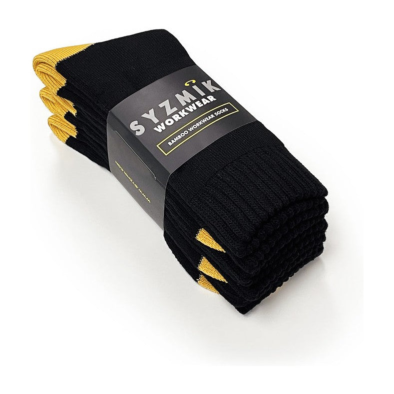 Syzmik Bamboo Work Socks 3 Pack ZMSOCK3 - Black/Yellow - 3 pack