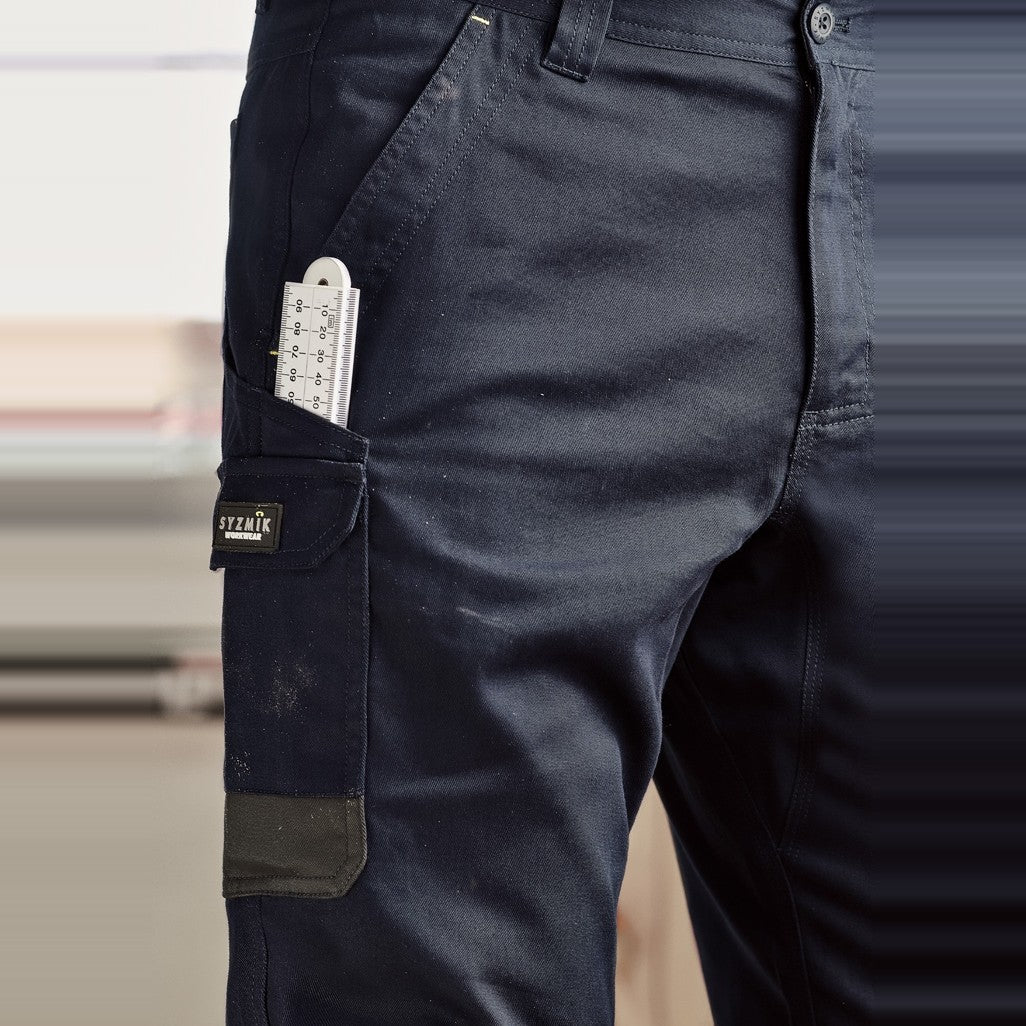 Syzmik Mens Summer Cargo Pant (Regular) ZP145R in Navy, worn by model, view 2