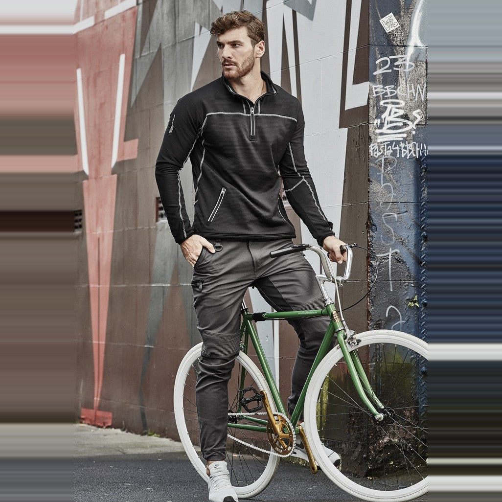 Syzmik Mens Streetworx Stretch Pant - Cuffed ZP340 in Charcoal, worn by model
