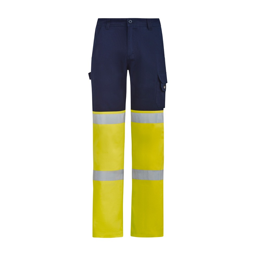 Syzmik Mens Bio Motion Hi Vis Taped Pant ZP980 in Yellow/Navy