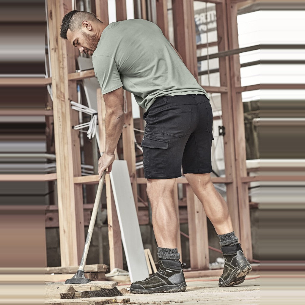 Syzmik Mens Streetworx Comfort Short ZS445 in Black, worn by model