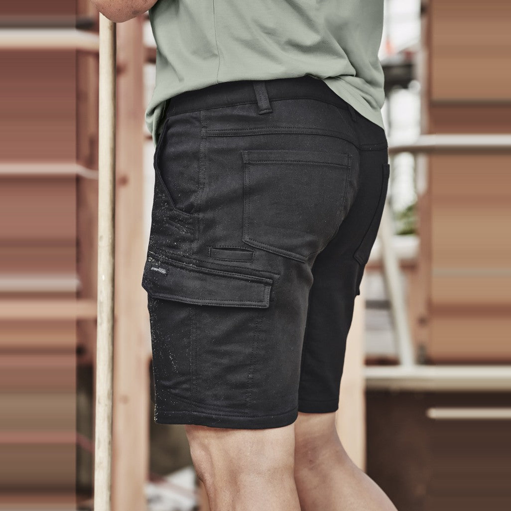 Syzmik Mens Streetworx Comfort Short ZS445 in Black, worn by model, view 2