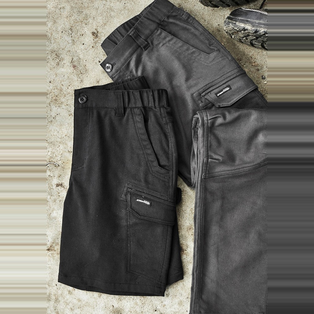 Syzmik Mens Streetworx Comfort Short ZS445 in Black, worn by model, view 4