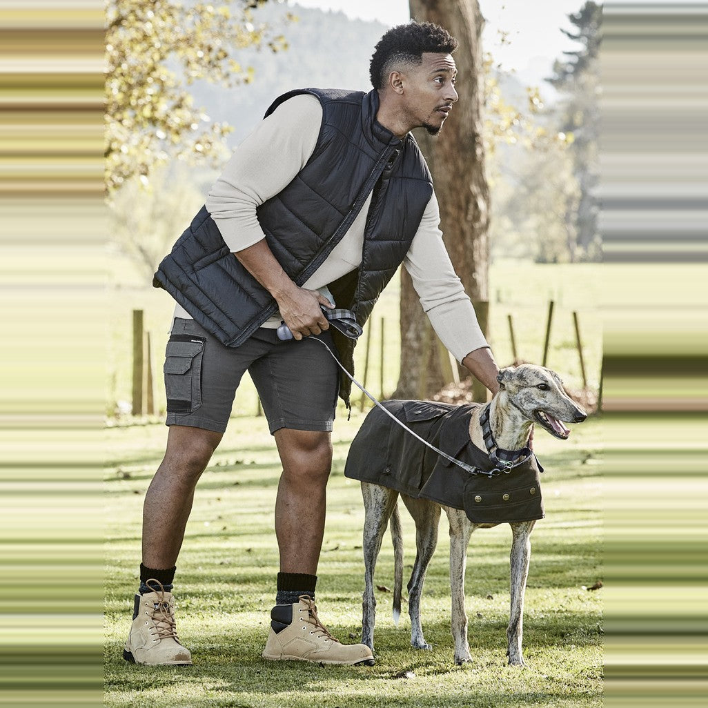 Syzmik Mens Streetworx Heritage Short ZS822 in Charcoal, worn by model