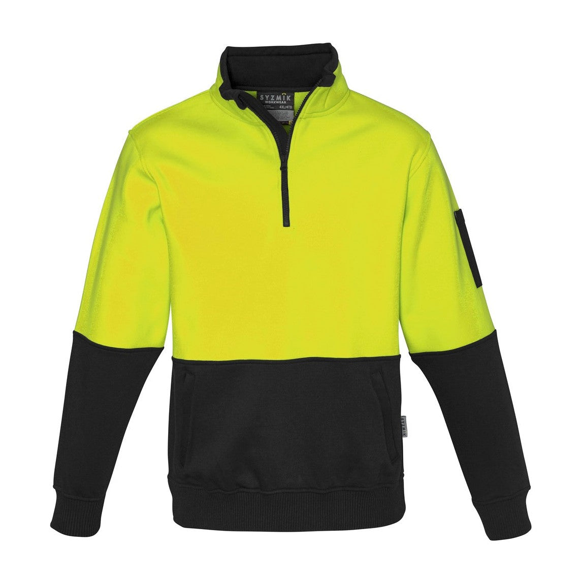 Syzmik Unisex Hi Vis 1/2 Zip Pullover ZT476 CLEARANCE in Yellow/Black