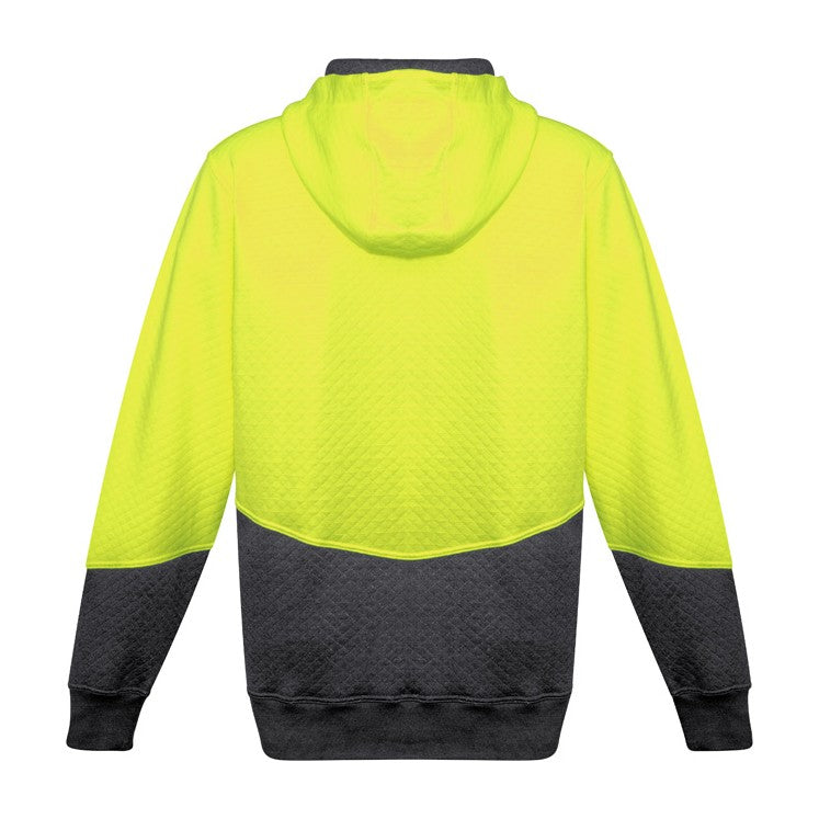 Syzmik Unisex Hi Vis Textured Jacquard Full Zip Hoodie ZT478 in Yellow/Charcoal