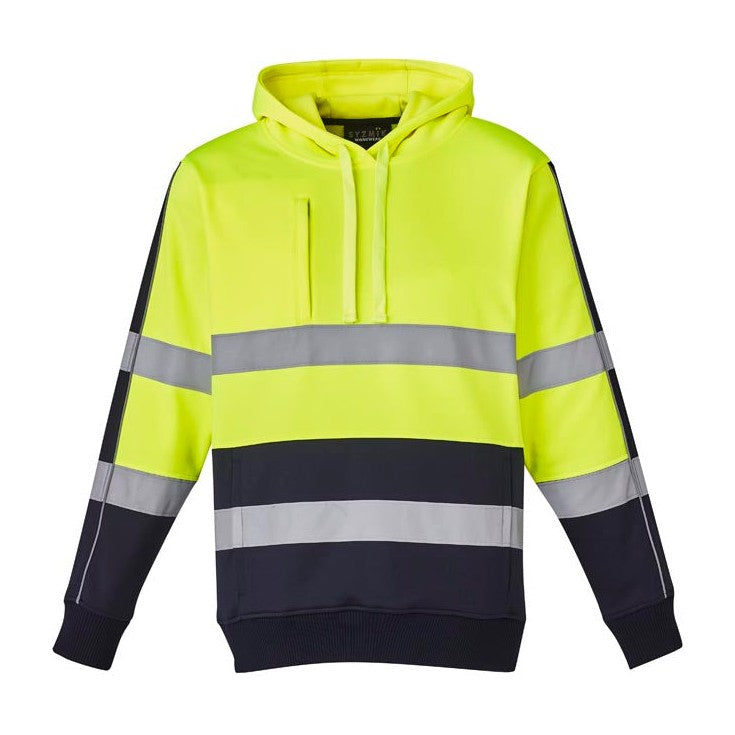 Syzmik Unisex Hi Vis Stretched Taped Hoodie ZT483 in Yellow/Navy