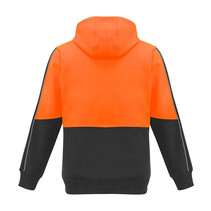 Syzmik Unisex Hi Vis Full Zip Hoodie ZT485 in Orange/Charcoal