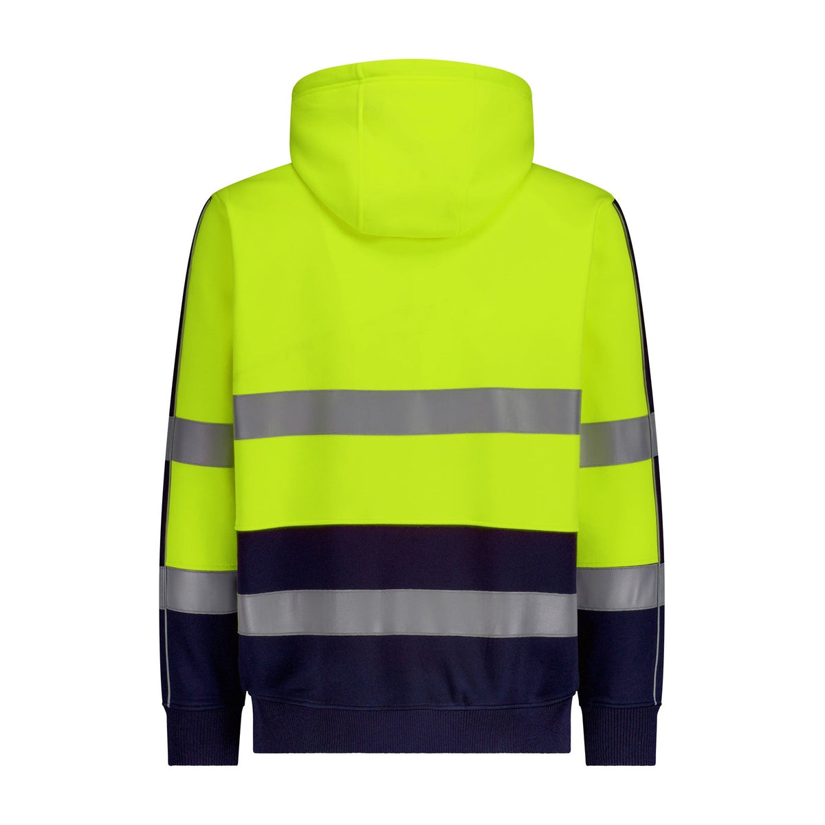 Syzmik Unisex Hi Vis Full Zip Stretch Taped Hoodie ZT486 in Yellow/Navy