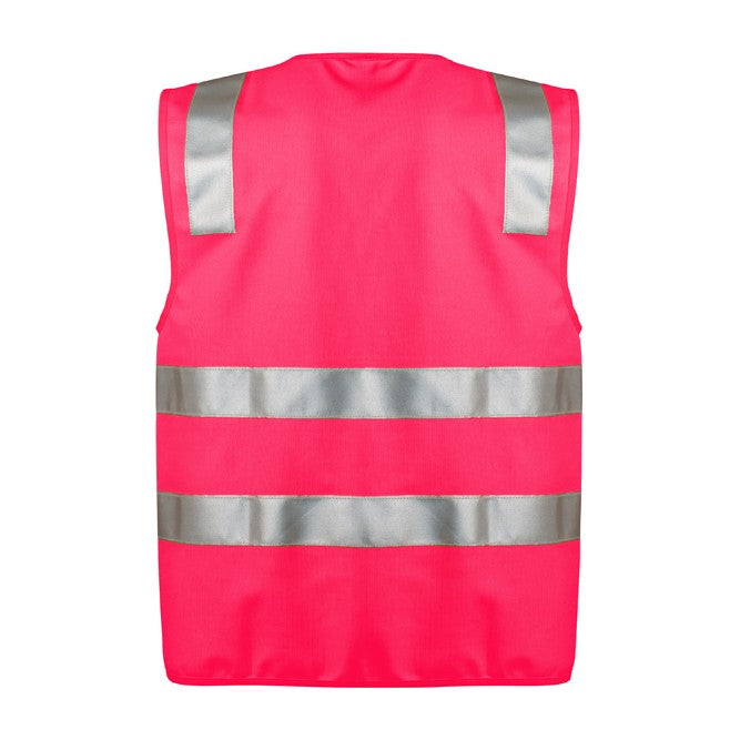 Syzmik Unisex Hi Vis Zip Vest ZV998 in Pink, view 2