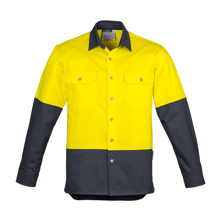 Syzmik Mens Industrial Long Sleeve Shirt ZW122, worn by model