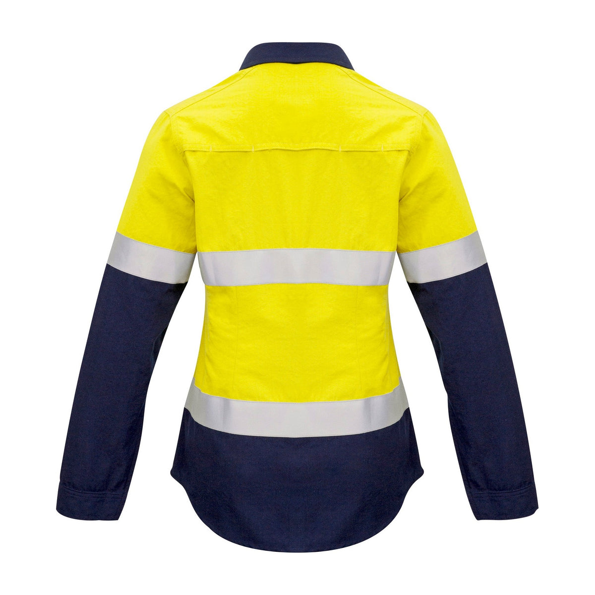 Syzmik Womens FR Closed Front Hooped Taped Spliced Shirt ZW131 in Yellow/Navy