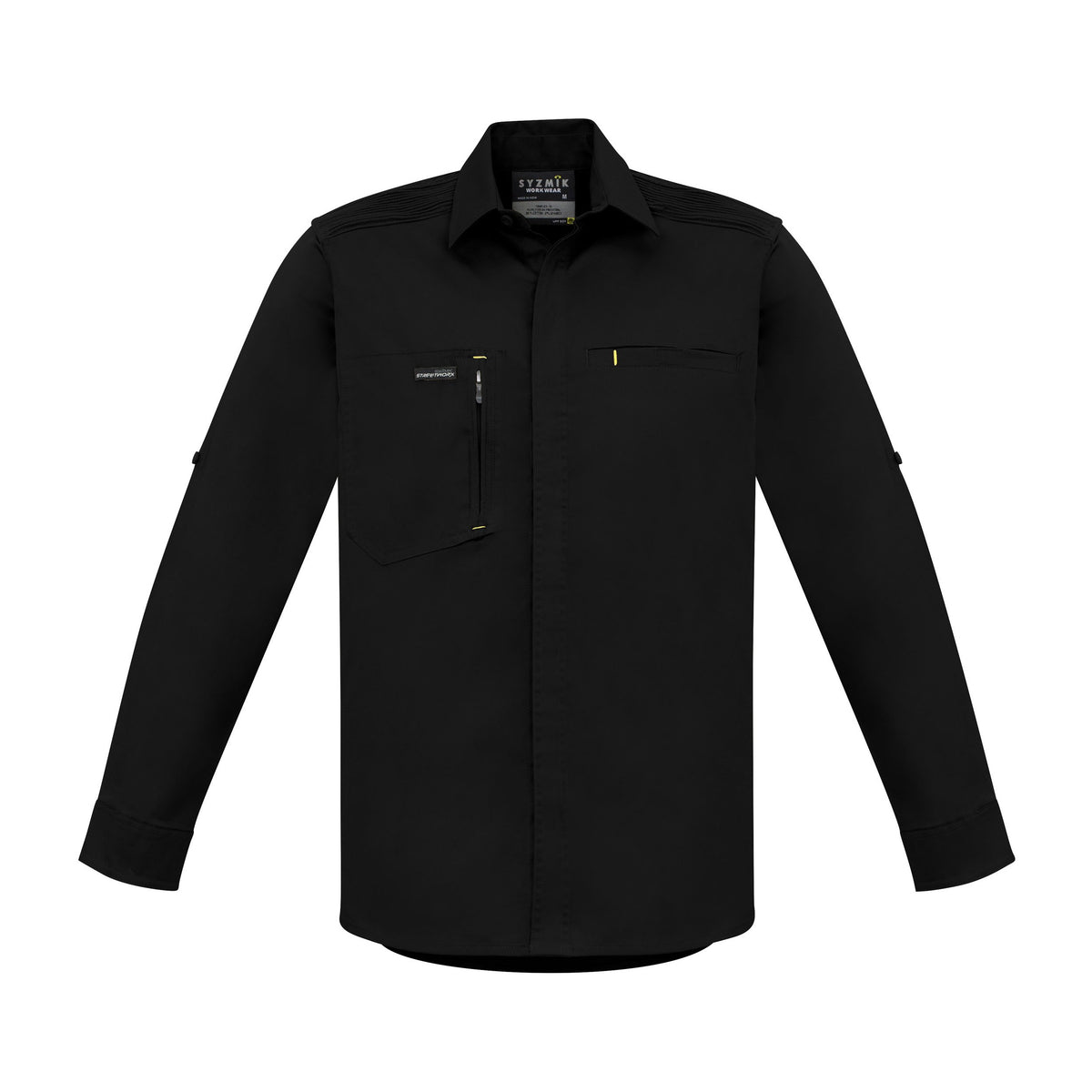 Syzmik Mens Streetworx L/S Stretch Shirt ZW350 in Black
