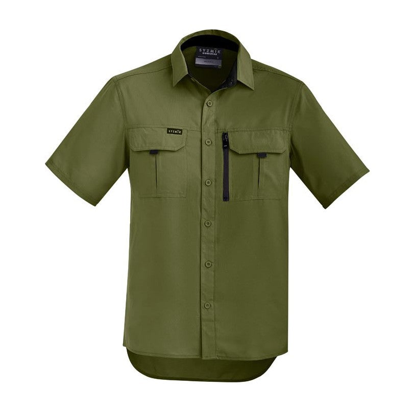 Syzmik Mens Outdoor S/S Shirt ZW465 in Army