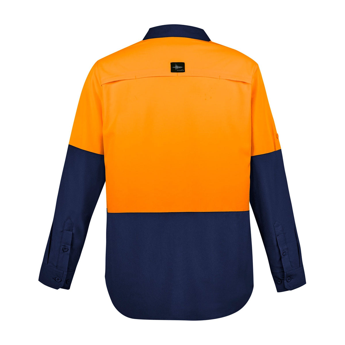 Syzmik Mens Hi Vis Outdoor Long Sleeve Shirt ZW468 CLEARANCE in Orange/Navy
