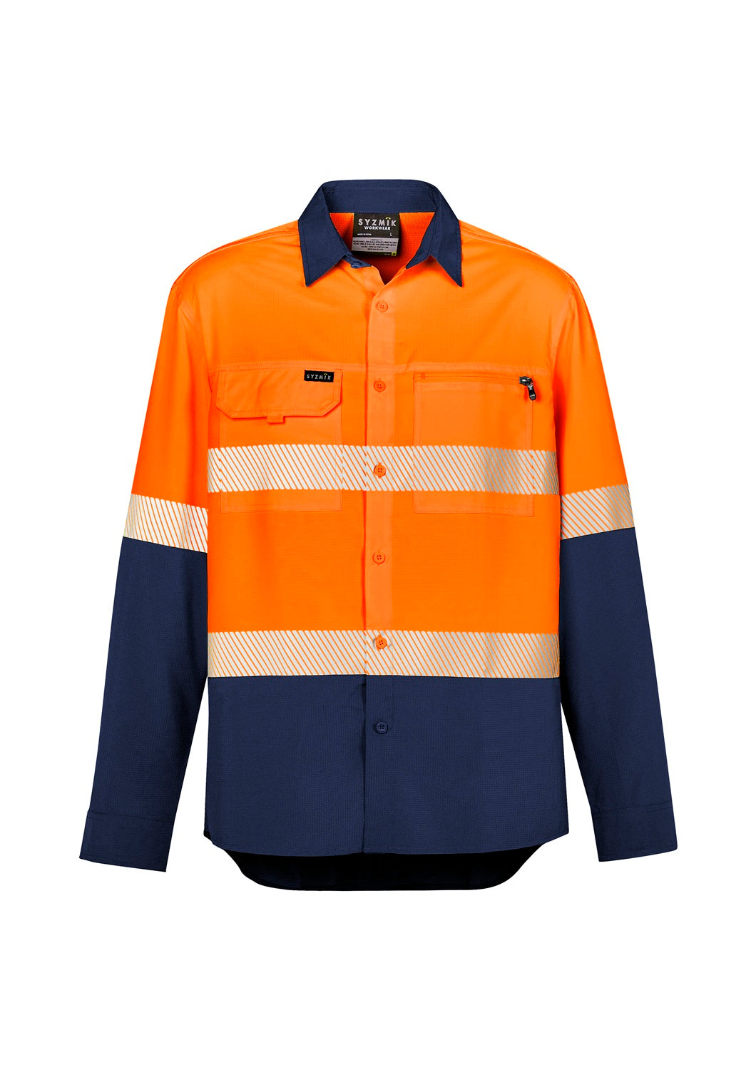 Syzmik Mens Hi Vis Outdoor Segmented Tape Long Sleeve Shirt ZW470 CLEARANCE
