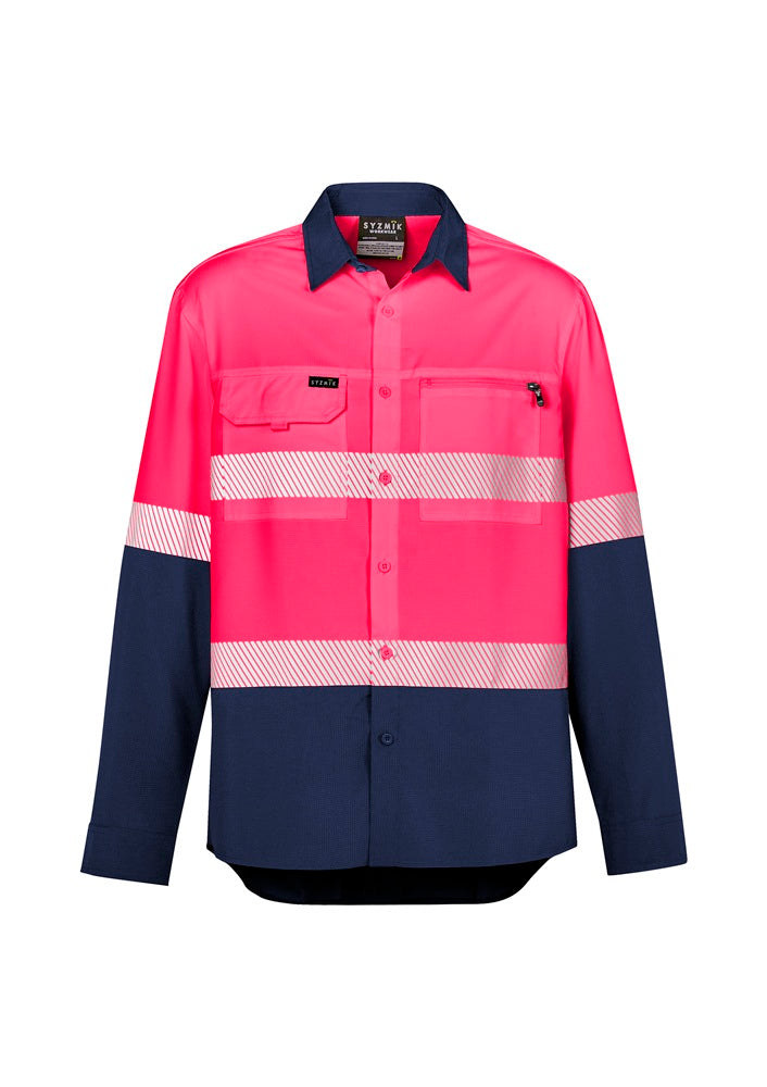 Syzmik Mens Hi Vis Outdoor Segmented Tape Long Sleeve Shirt ZW470 CLEARANCE