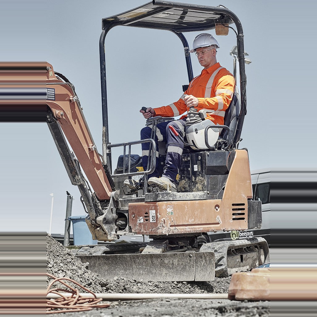 Syzmik Mens Hi Vis X Back NSW Rail Shirt - Segmented Tape ZW692 in Orange, worn by model, view 2