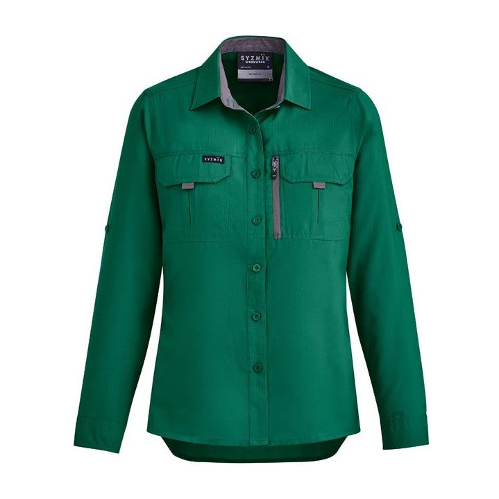 Syzmik Womens Outdoor Long Sleeve Shirt ZW760 in Green