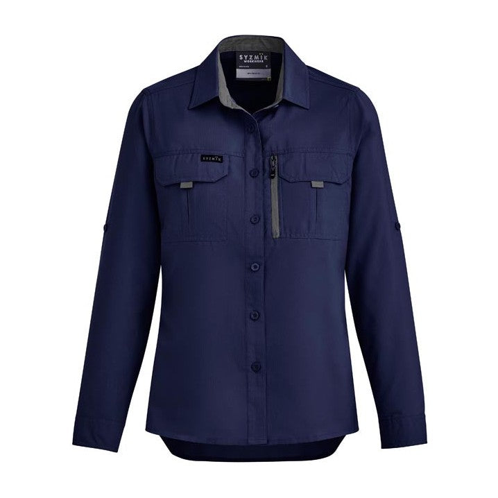 Syzmik Womens Outdoor Long Sleeve Shirt ZW760 in Navy