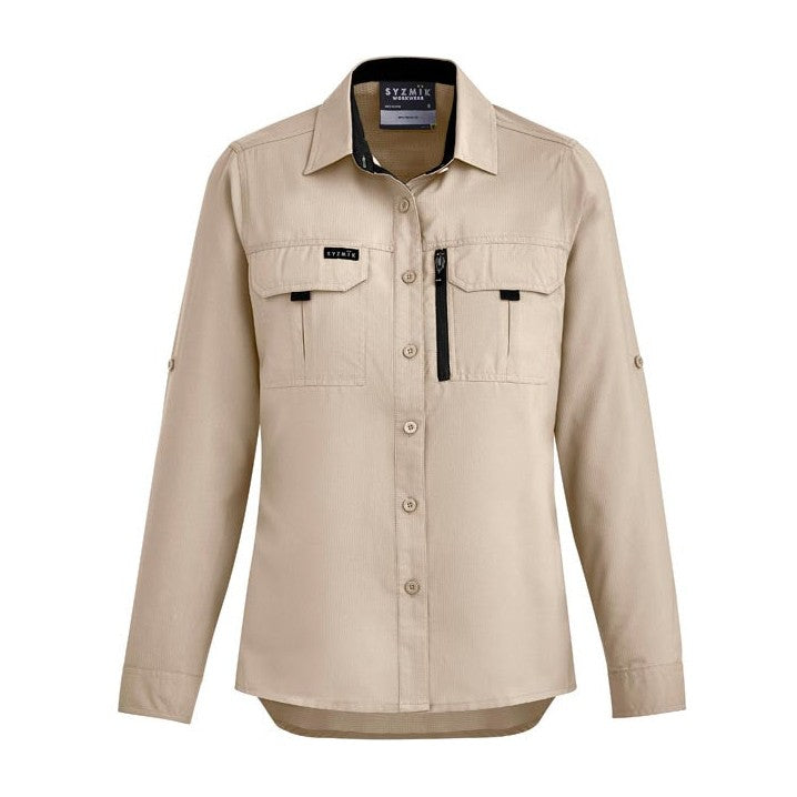 Syzmik Womens Outdoor Long Sleeve Shirt ZW760 in Sand