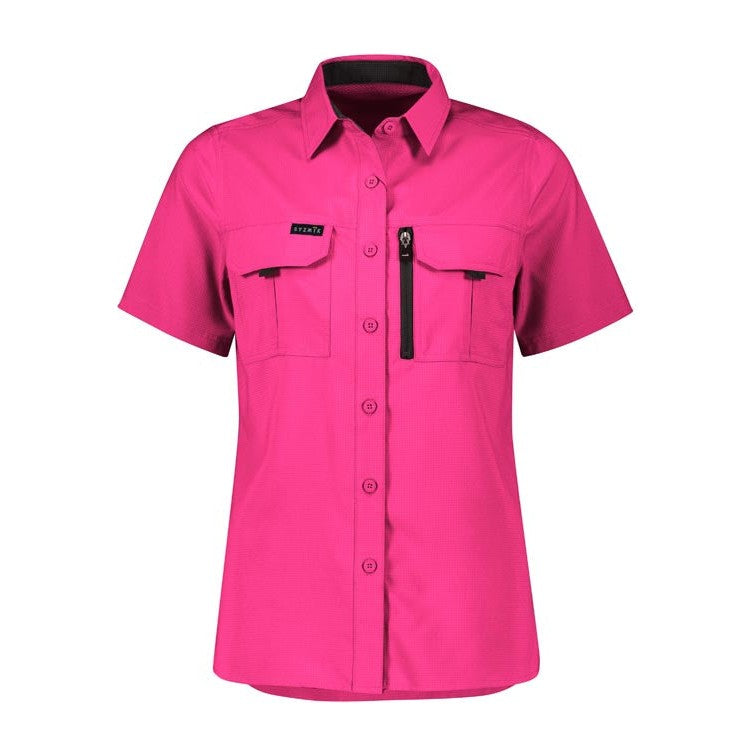 Syzmik Womens Outdoor Short Sleeve Shirt ZW765 in Pink