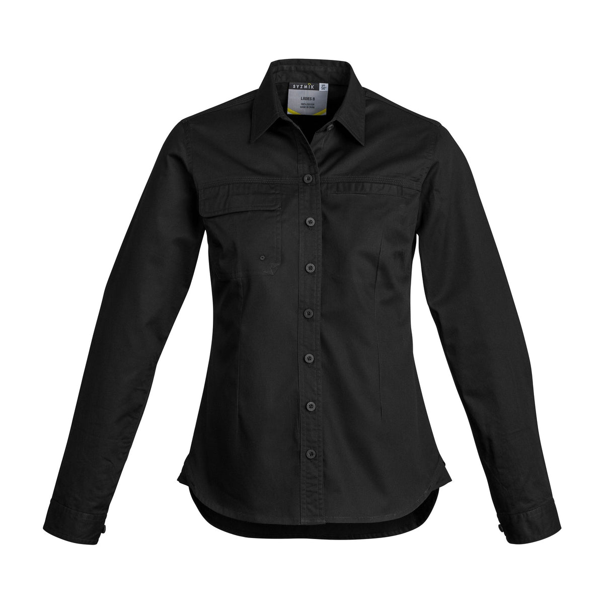 Syzmik Womens Lightweight Tradie Long Sleeve Shirt ZWL121 in Black