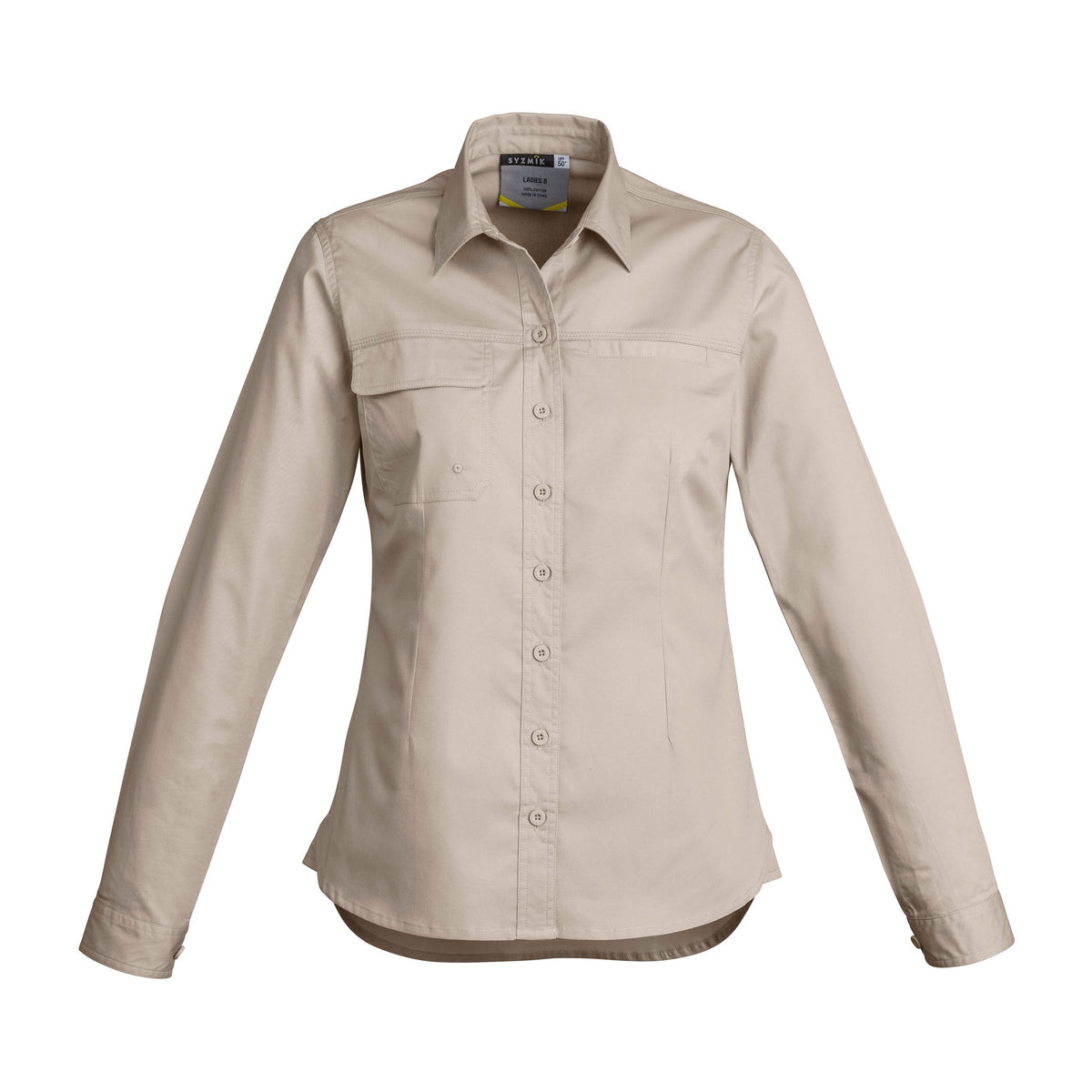 Syzmik Womens Lightweight Tradie Long Sleeve Shirt ZWL121 in Sand