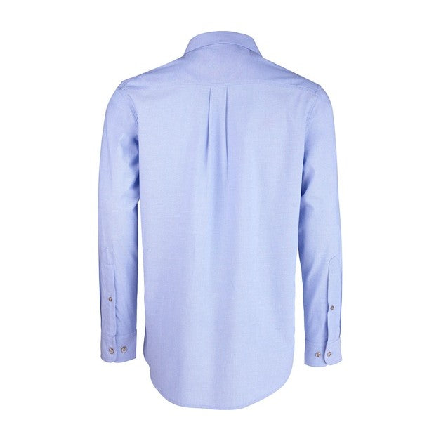 Pilbara Mens Chambray Long Sleeve Shirt RMPC007 in Chambray Blue, back view