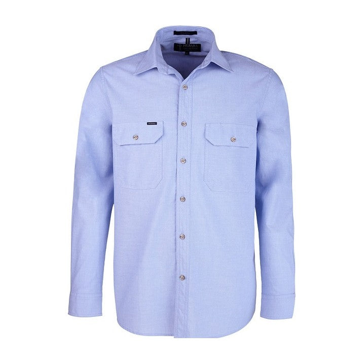 Pilbara Mens Chambray Long Sleeve Shirt RMPC007 in Chambray Blue