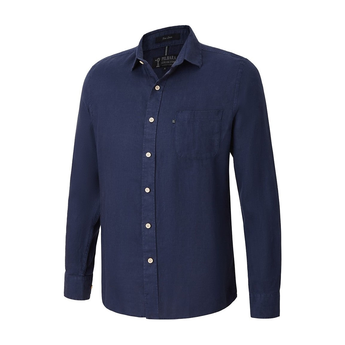 Pilbara Mens Linen Long Sleeve Shirt RMPC055 in Navy