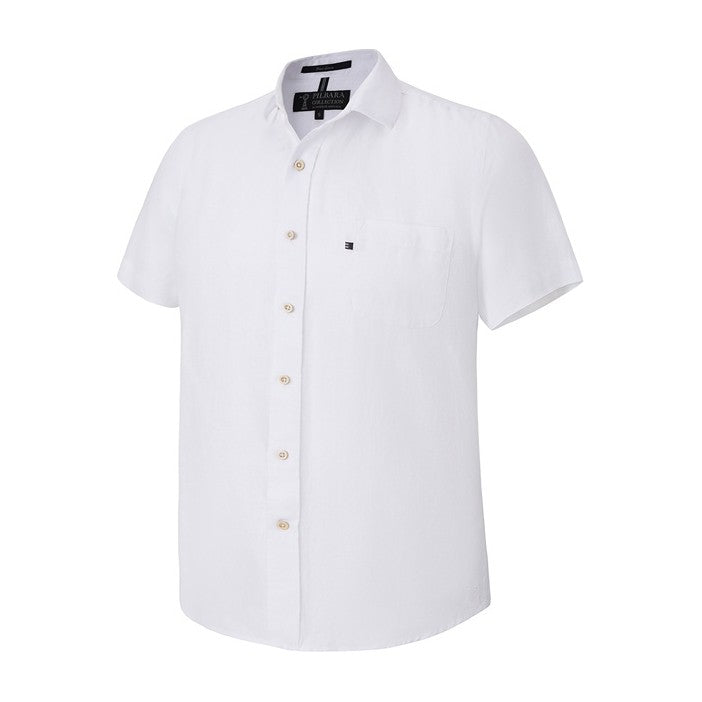 Pilbara Mens Linen Short Sleeve Shirt RMPC055S in White