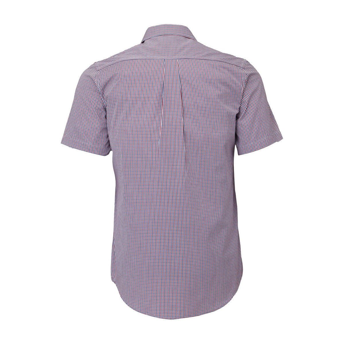Pilbara Mens Short Sleeve Shirt Double Pockets RMPC008S in Red/Navy/White Small Check, back view