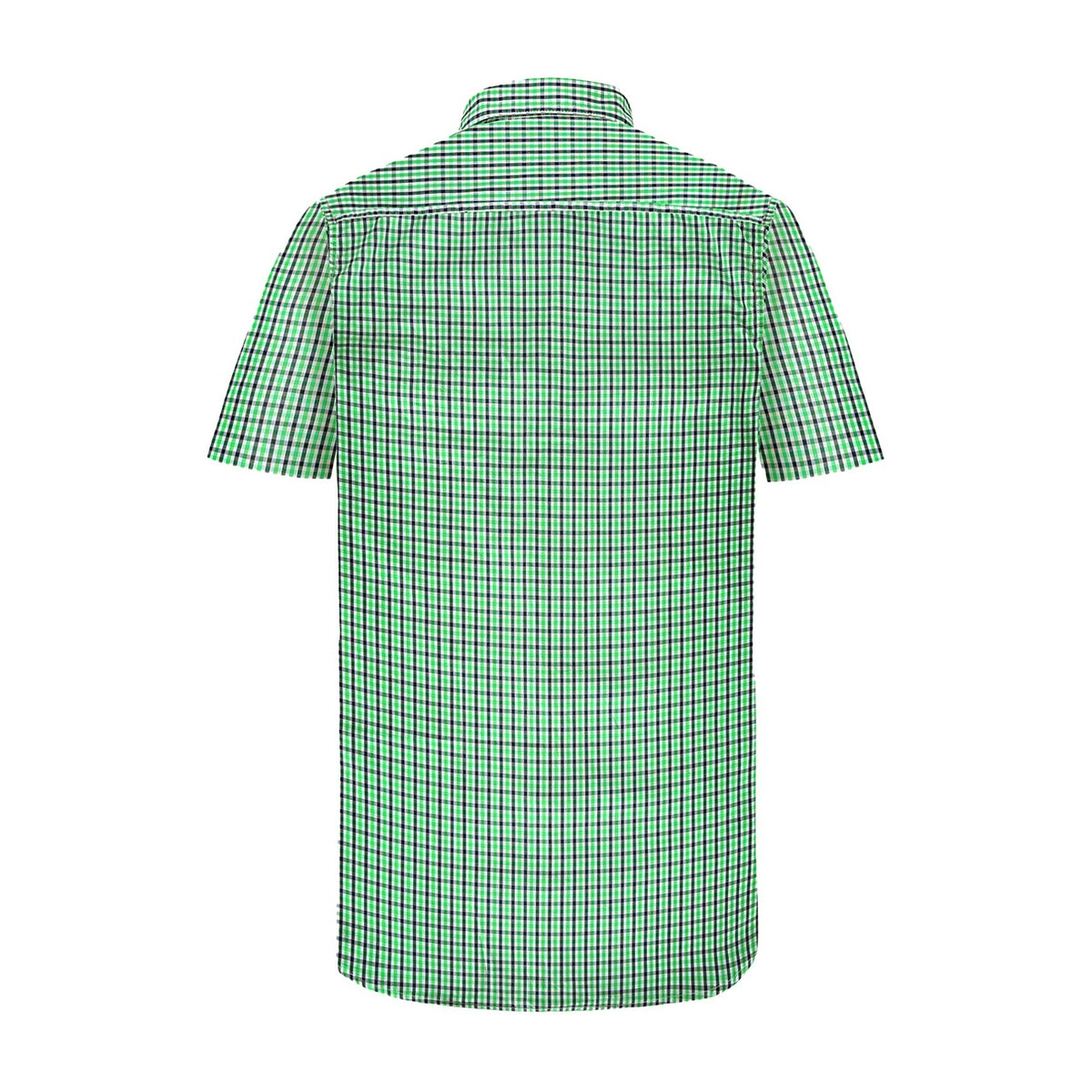 Pilbara Mens Yarn Dyed Check Dual Pocket Short Sleeve Shirt RMPC060S in Emerald/Navy/White, back view