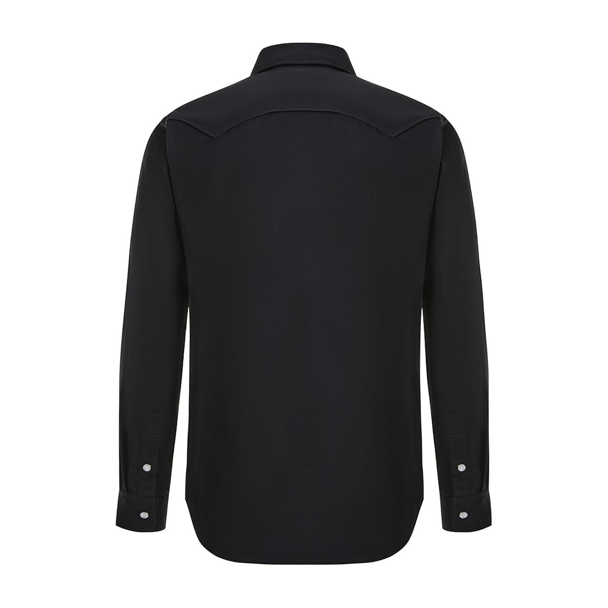 Pilbara Western Mens Snap Button Long Sleeve Shirt RMPW035 in Black, back view