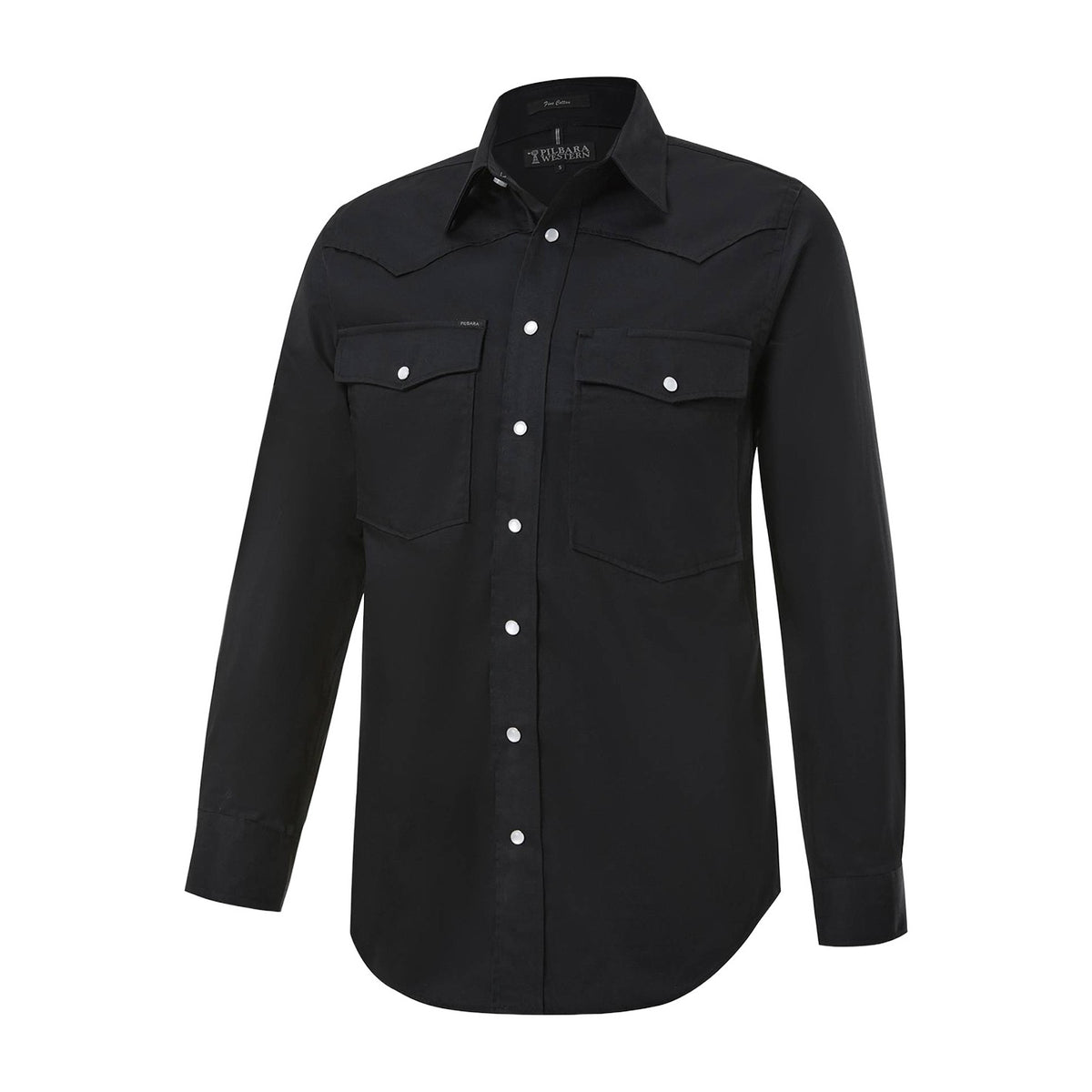 Pilbara Western Mens Snap Button Long Sleeve Shirt RMPW035 in Black
