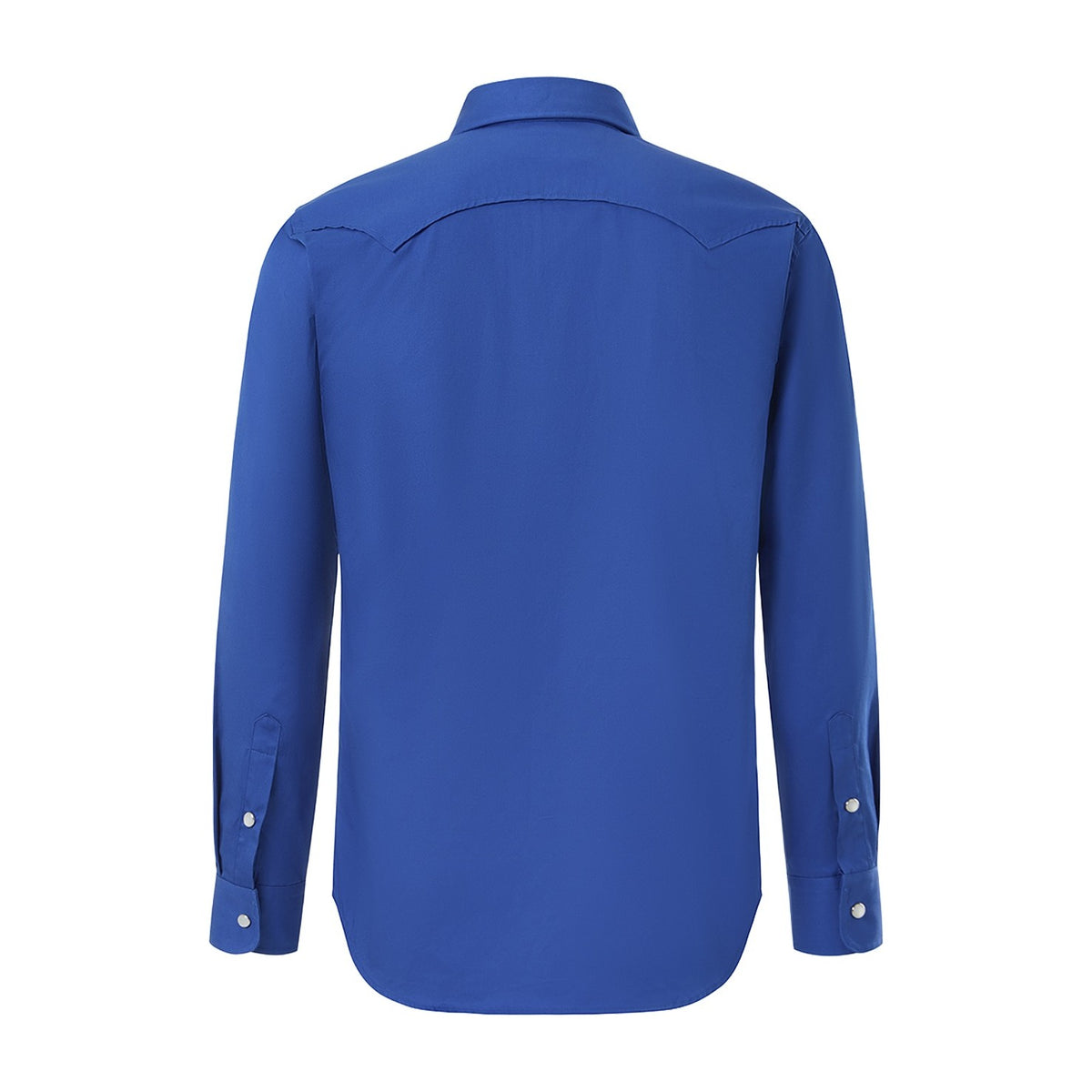 Pilbara Western Mens Snap Button Long Sleeve Shirt RMPW035 in Cobalt Blue, back view