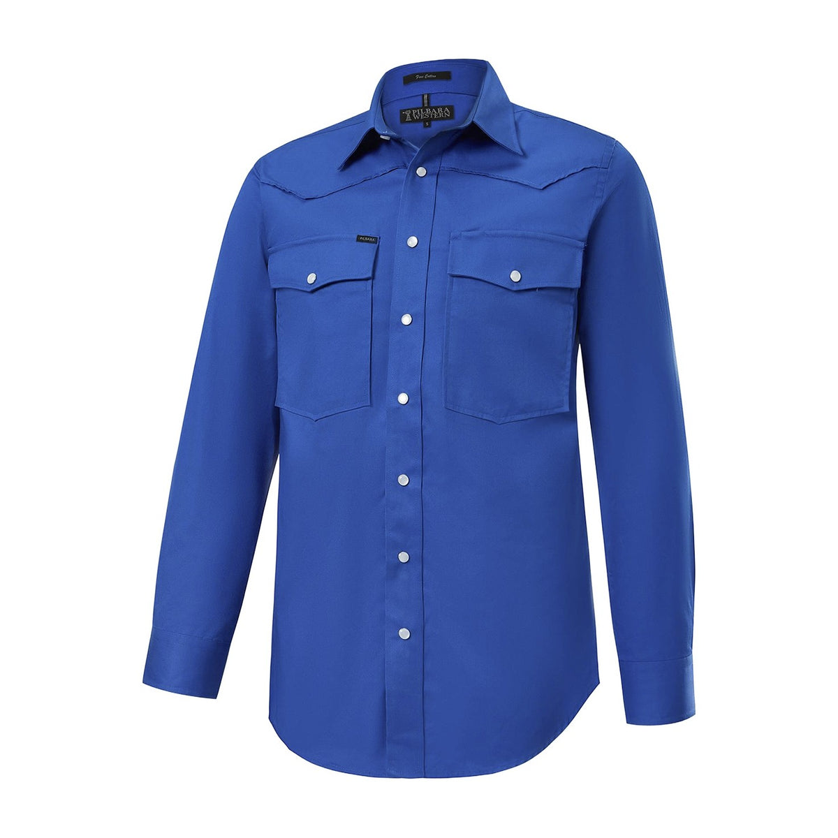 Pilbara Western Mens Snap Button Long Sleeve Shirt RMPW035 in Cobalt Blue