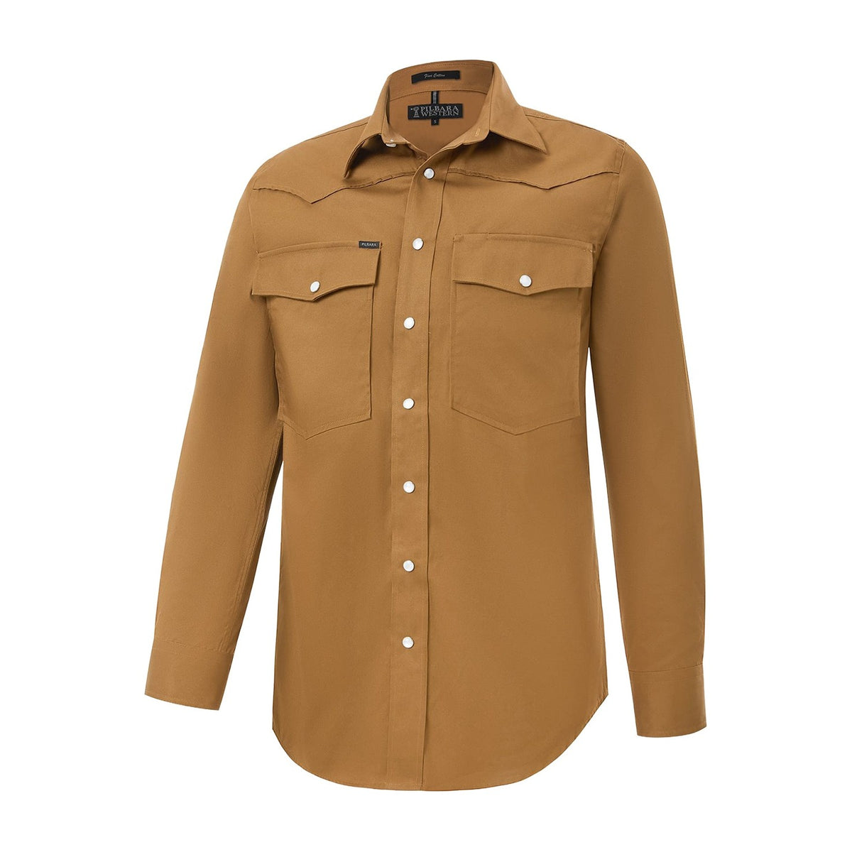 Pilbara Western Mens Snap Button Long Sleeve Shirt RMPW035 in Terracotta