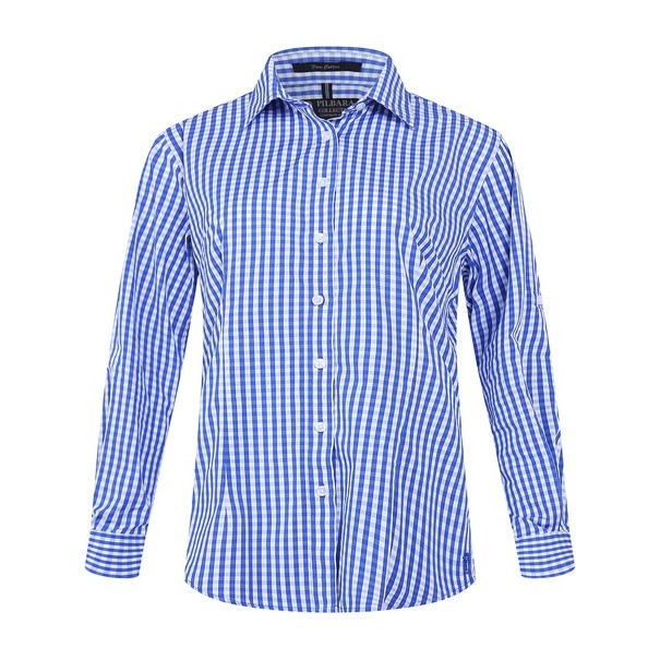 Pilbara Womens Check Long Sleeve Shirt RMPC003 in Blue/White Check