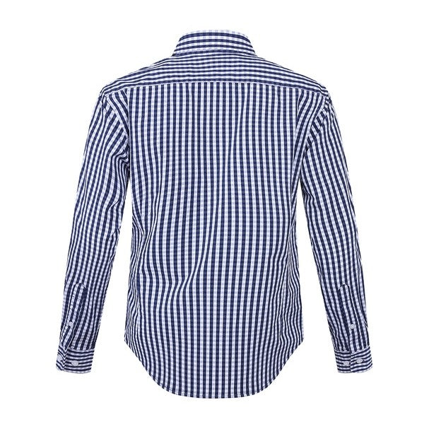 Pilbara Womens Check Long Sleeve Shirt RMPC003 in Navy/White Check, back view