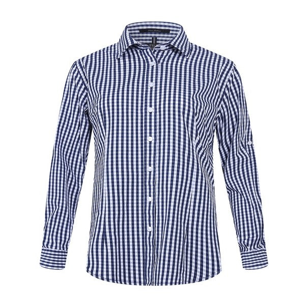Pilbara Womens Check Long Sleeve Shirt RMPC003 in Navy/White Check