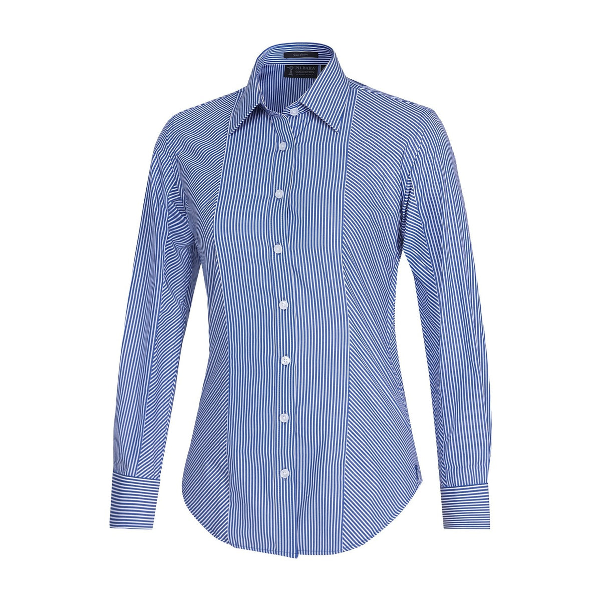 Pilbara Womens Long Sleeve Shirt RMPC059 in Royal/White Stripe