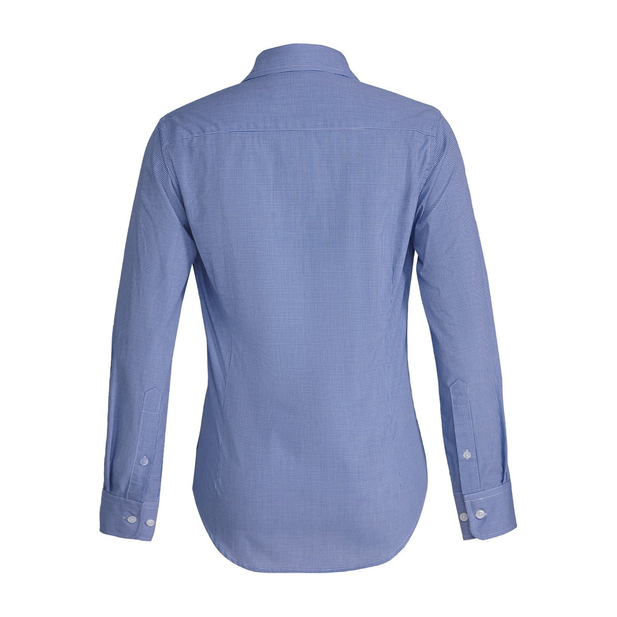 Pilbara Womens Yarn Dyed Check Long Sleeve Shirt RMPC069 in Blue/White Mini Check, back view