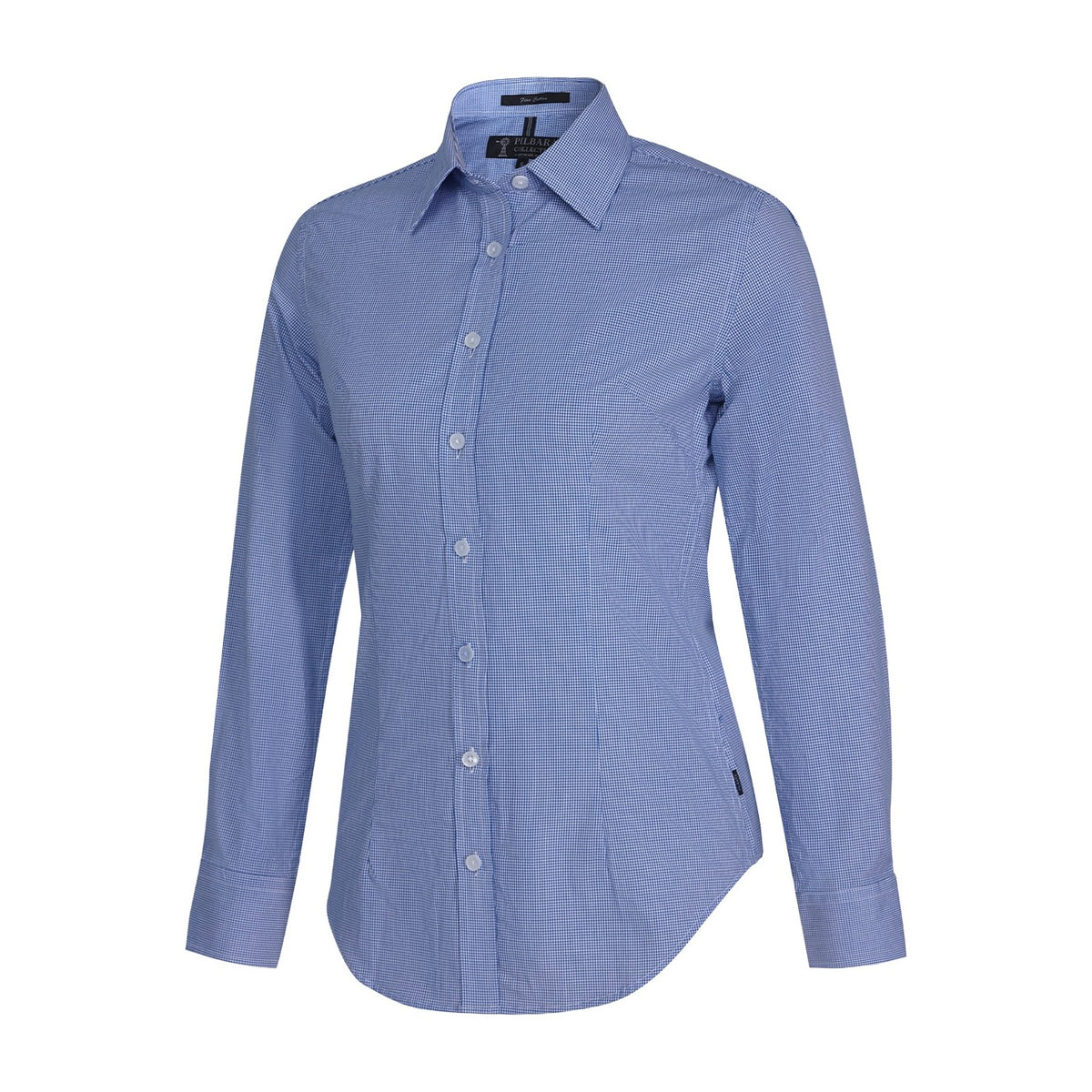 Pilbara Womens Yarn Dyed Check Long Sleeve Shirt RMPC069 in Blue/White Mini Check