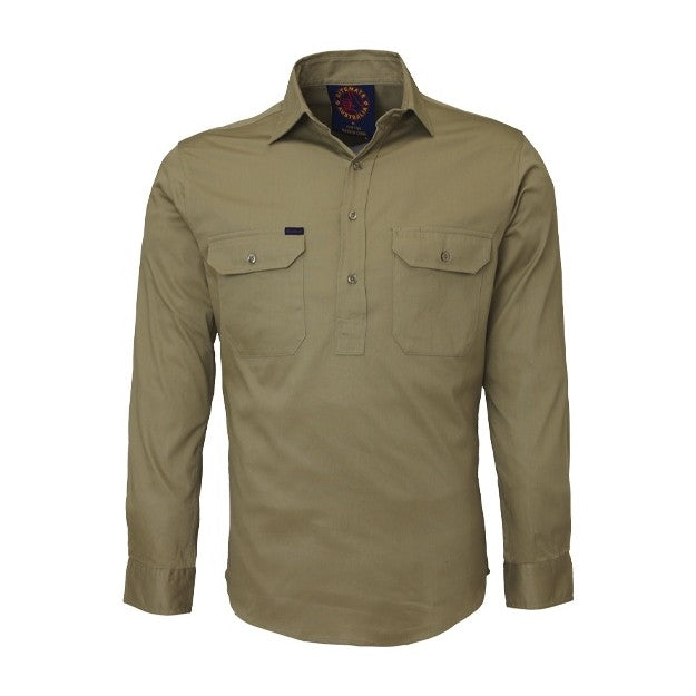 Ritemate Closed Front Long Sleeve Shirt RM100CF in Khaki