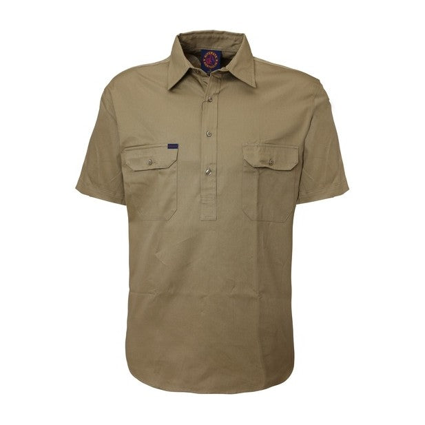 Ritemate Closed Front Short Sleeve Shirt RM100CFS in Khaki
