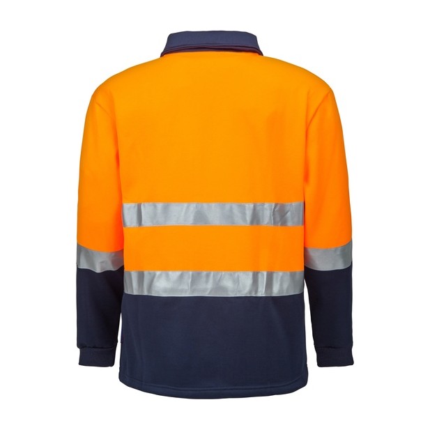 Ritemate Half Zip Fleece Pullover 50MM Reflective Tape RM6012R in Orange/Navy, back view